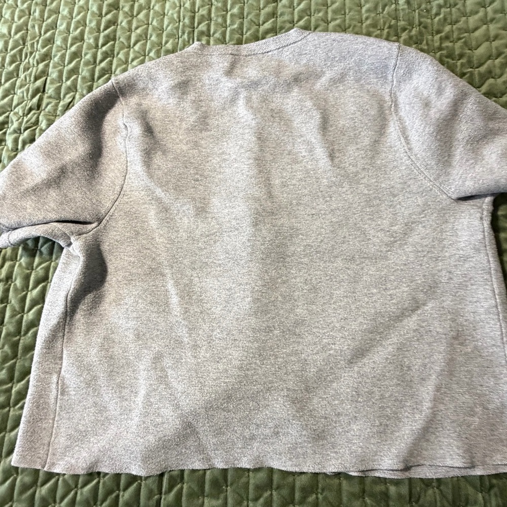 Abercrombie & Fitch grey‎ short sleeve cardigan gold buttons size XL - Picture 9 of 11